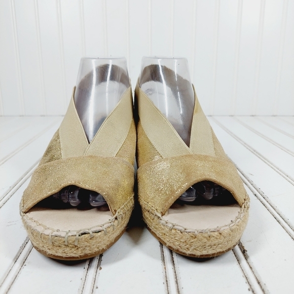 Steve Madden Womens Indiggoo Gold Elastic Pep Toe Espadrilles Sandals K1001 - Picture 3 of 12